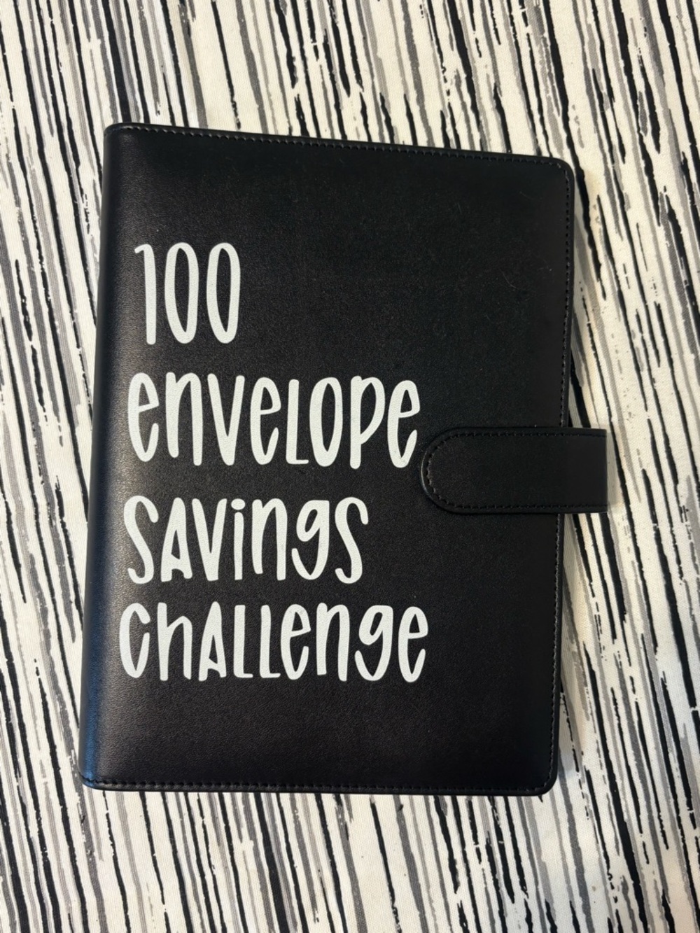 100 Envelope Savings Challenge Binder - Black with White Text